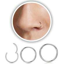 3件套316L医用级不锈钢鼻环，男女通用铰链式鼻中隔环，也适用于唇部、耳骨、肚脐、乳头穿孔，用途广泛，适合日常、派对、音乐节、送礼、海滩度假、节日（春节、情人节、复活节、圣诞节）等场合，尺寸：6毫米/8毫米/10毫米
