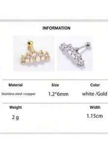 1件装钻石CZ软耳骨耳环耳钉穿刺饰品