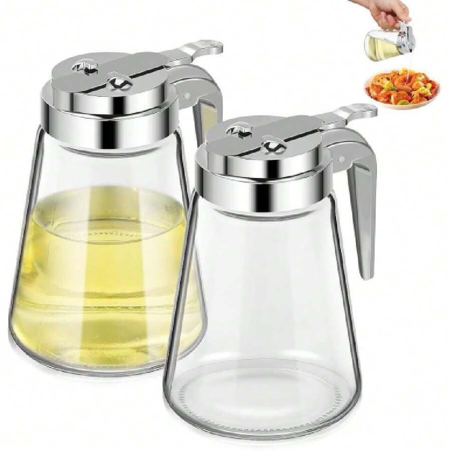 Dispensador De Vidrio Para Cocina 2Pcs - Azucarero Transparente, Dispensador De Crema, Miel, Jengibre Y Vinagre, 300Ml, DiseñO Sellado Y Antigoteo,37430420 - Multicolor - Ver 1