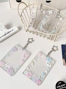1 PC Colorful Love Transparent Card Holder Large Size Keychain Bag Pendant Meal Card Campus Card Photo Protective Cover, Back To , First Day Of School - Multicolor - View 5
