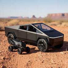 TendenciaCarros De Juguete Colección Tesla Cybertruck Con Moto 1:32Calidad premium - Gris - Ver 9