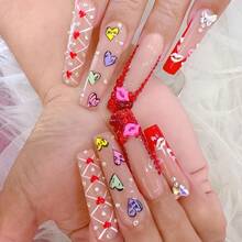 300PCS Valentines Nails Charms 3D Resin Sexyys Lip Nail Art Rhinestones 3D Cute Cartoon Lip Mixed Color Sexyys Red Lip Nail Gems And Charms Kawaii Pink Red White Lips Nail Art Charms Nail Gems For Women,White - Trắng - Xem 8