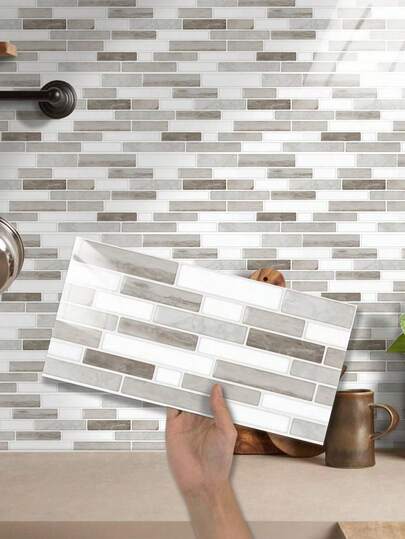 10/20/30 piezas - Pegatinas de azulejos autoadhesivas de PVC brillante - 25 X 12cm, Pegatinas de pared con estampado de mármol autoadhesivas, Diseño brillante, Resistente al agua, Pegatinas de azulejos de cocina, Decoración de pared DIY, Decoración del hogar