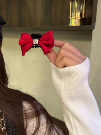 2 piezas Nuevo Clip de Flequillo con Lazo de Malla 2023, Aproximadamente 6cm de Longitud