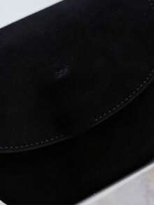 Women's Suede Crossbody Bag With Adjustable Shoulder Straps And Flip Cover, Black Soft Shoulder Bag, Versatile For Casual Daily Wear - Black - View 5