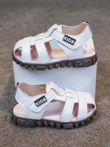 1 Pair Baby Sandals, Fashion Versatile Hook And Loop Closure Children Outdoor Casual Sandals - White - View 3