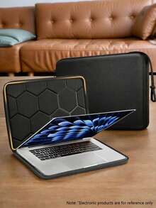 Waterproof Hard Shell Laptop Case Sleeve Bag Compatible With 13-Inch Air M3/M2/M1 2024, 14-Inch Pro M4/M3/M2/M1 A2918 A2992 A2779 A2442, 15.3-Inch Air M4/M3/M2 2025 2024, 16.2-Inch Pro M4/M3/M2/M1 Pro/Max A2991 A2780 A2485 A2141, Surface Laptop, HP (Black) - Black - View 2