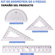 Geometría, Kit de Juego de Geometría, Math Set, El Juego de Reglas Flexibles Incluye un Transportador, una Regla y una Regla Triangular, Se Puede Doblar 360° 4 Piezas,37427735 - Multicolor - Ver 2