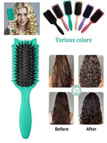 Hair brushes-EU+UK 2026 Curling Hair Brush, With Bristles And Special Design - Reduces Pulling And Separation, Creates Curly Hairstyles For Both Men And Women, An Essential Hair Styling Tool For Salon, Beauty, Travel, Back To School And Vacation - Multicolor - View 11