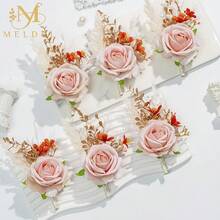 Pink Velvet Rose Boutonniere For Men,Set Of 6,Groom And Best Man Boutonnieres With Artificial Flower,For Wedding Ceremony Anniversary, Formal Dinner Party, Fall Vintage Rustic Marriage Prom,6pcsPinkBoutonnieres - 6個粉紅色胸花 - 查看 5