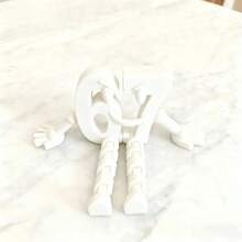 3D Printed Movable Joint Digit Figurine, 67 Styles Digit Character Decor, Birthday/Holiday Gift - 67 White - View 12