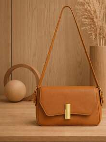Women's Baguette Shoulder Bag With Short Strap - 焦糖色 - 查看 4