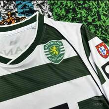 0103 Lisbon Athletic Home Jersey RONALDO 28 Retro Jersey Short Sleeved Vintage Soccer Jersey Football Shirt - 墨綠色 - 查看 3
