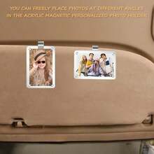 Clip photo de pare-soleil magnétique personnalisé en acrylique, accessoires de décoration murale pour photos de famille personnalisées, organisateur de tableau de bord de voiture, cadeau pour maman, mari, papa, décoration intérieure de voiture créative support d'affichage - transparent - Voir 8