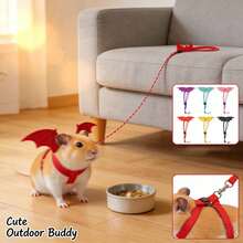 Ham reglabil cu aripi de diavol pentru hamsteri, veverițe, hamsteri aurii, planori de zahăr, porcușori de Guineea, iepuri, ideal pentru plimbări în aer liber, articole pentru animale de companie, echipamente pentru animale mici, zgărzi pentru animale mici și activități de exterior, zgardă de tracțiune pentru animale mici, hamster, cușcă pentru hamsteri - Multicolor - Vizualizare 2