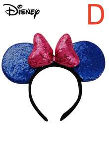 Disney 1个迪士尼米奇米妮亮片蝴蝶结发箍，卡通米妮3D亮片蝴蝶结加厚发箍，圣诞节/万圣节/生日礼物 - 黑色 - 查看 15