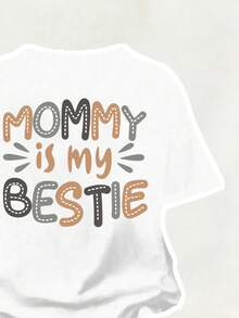 女童字母印花圆领短袖上衣和喇叭裤套装 - 白色 - 查看 7