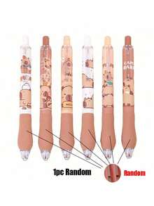 1pc Cute Retractable Capybara Pen, 0.5mm Black Ink Cartoon Capybara Ballpoint Pen With Soft Grip, Beautiful Office & School Supplies, Large Capacity Multi-Layer Pencil Case, Perfect Gift For Back To School And Christmas