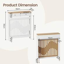 Jooli H Radiator Cover With Drawers, White Wooden Radiator Shelf Pipe Covers Cabinet With Wavy Grill For Living Room Bedroom Hallway - White+Wood - View 2