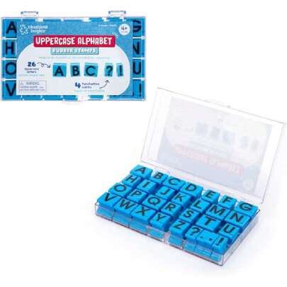 Alphabet Sellos de goma. Mayúsculas de 5/8", juego de 26 letras y 4 signos de puntuación: perfecto para la educación en el hogar y el aula. Para mayores de 4 años,37412701