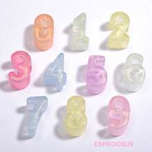 20pcs Acrylic Pearlescent Colorful Large Hole Number Beads, DIY Craft Materials For Kids, Spring/Summer - Multicolor - View 13
