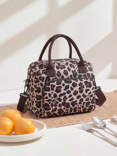 1Piece Portable Lunch Bag Large Reusable Insulated Lunch Box Bento Pouch Dinner Insulation Bag Student Thickened Cute Lunch Fruit Bag Pink Strawberry Stripe Leopard Print Small Floral Bag For School School Accessories School Stuff