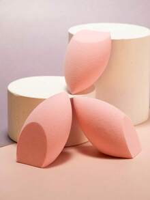 3pcs Reusable Dry & Wet Makeup Sponge Set, Soft Makeup Blender Applicator For Powder, Liquid, Setting Makeup, Suitable For Men And Women, Portable Daily & Travel Essential - Dusty Pink - View 2