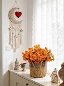 1 Bouquet Of 12.6 Inch Artificial Daisy Flowers, Suitable For Wedding Decor, Bridal Bouquet, School Opening, Classroom Decor, Home Dining Table, Living Room & Bedroom Vase Decor, Garden Outdoor Party, Birthday Party Decoration - Orange - View 2