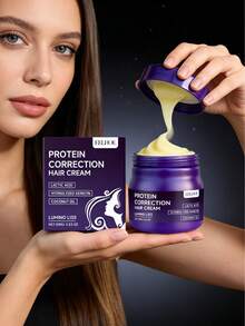 Protein Straightening Cream - Deeply Moisturizes Keratin, Suitable For Dry, Damaged, Curly, And Split Hair. Contains Coconut Oil And Glycerin. 100g / 3.53oz. Unisex, Suitable For All Hair Types. Conditioner For Smooth Hair Care, Made With Plant-Based Ingredients. - Purple - View 2