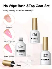 peacecolor 10ml Nail Base Coat & Dehydrator Set, Suitable For Gel Manicure, No Wipe Base Coat And Matte Top Coat Nail Care Set, Women DIY Nail Salon Home Manicure Gift Nails - Nhiều màu - Xem 3