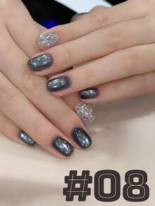 12毫升秋冬美甲亮片指甲油凝胶，高密度闪亮红/蓝/金玻璃珠，用途广泛，适用于美甲沙龙、美白、美甲艺术、圣诞美甲用品 - 彩色 - 查看 14