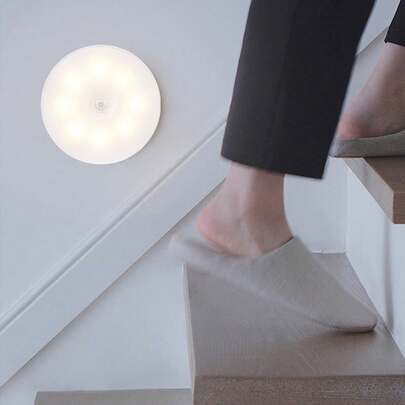 Smart sensornattlampa, LED-nattlampa för studentboende, enfärgad magnetisk trapplampa med 8 LED-lampor, USB-laddningsbar smart rörelsesensornattlampa, 120° brett avkänningsområde, vägglampa med justerbar ljusstyrka och litiumbatteri, trådlös infraröd sensor, avtagbar halvinbäddad plastlampa, lämplig för skåp, entré, korridor, lägenhet, balkong, studentboende, läsbelysning