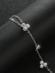 1pc Fashionable Versatile Minimalist Crystal Decor Ring Bracelet, Suitable For Women, Applicable For Various Occasions - Beach, Party, Daily Commute, Summer - Silver - View 4