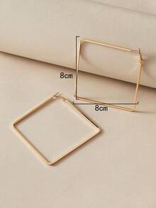 imoli 一对欧美时尚夸张创意金属几何钻石方形耳环，独特耳钉，适合派对装扮 - 彩色 - 查看 2