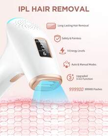Laser Hair Removal Device, 3-In-1 IPL Hair Removal Device, Unisex, High-End Permanent Hair Removal Device For Home Use, 9 Energy Levels, 999,900 Flashes, Painless Hair Removal, Suitable For Underarms, Bikini Line, Legs And The Whole Body. Suitable As A Christmas, New Year's And Valentine's Day Gift. - 查看 2