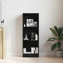 Larryhot Libreria Rovere Nero 40x24x109 cm in Truciolato, Facile da assemblare, dall'estetica elegante e raffinata, pratica per riporre gli oggetti, la scelta ideale per l'organizzazione e la decorazione domestica - nero - Visualizzare 3