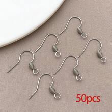 1pack Stainless Steel Earring Hooks Ear Wires French Wire Hooks With Loops Hypoallergenic Fish Hook Ear Wires For DIY Jewelry Making Finding - Silver - View 17