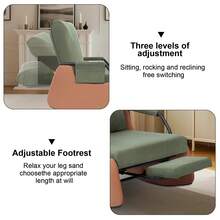 Silla reclinable Mecedora para Adultos, Moderna Silla reclinable tapizada de Felpa con Bolsillo Lateral, Tres Niveles de Ajuste, sillas Modernas para sofá de guardería - Verde - Ver 4