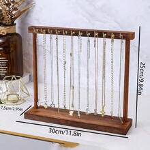 1pc Walnut Color Metal Jewelry Display Rack, Fashion Necklace Organizer, Jewelry Store Accessory, Home Necklace Storage, Essential For Back To School Season
