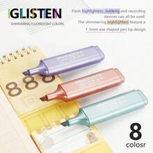 Metallic Glitter Highlighter Pens, Fluorescent Marker Pen Set For Students, Bullet Journal, Neon Highlighters - Multicolor - View 6