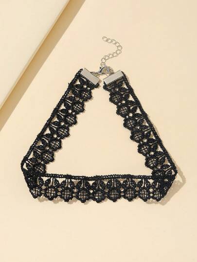 1件装 女士复古蕾丝镂空哥特风颈链项链