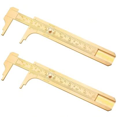 100mm Brass Caliper - เครื่องมือวัดความแม่นยำแบบ Dual Scale, Metric/Inch, สำหรับการทำเครื่องประดับ, อัญมณีวิทยา, วิศวกรรม, โครงสร้างทองเหลืองหนัก, Caliper พกพา, เหมาะสำหรับลูกปัด, แหวน, อัญมณี, ไม่ต้องใช้พลังงาน, ดีไซน์กะทัดรัดที่จำเป็นสำหรับนัก DIY, เครื่องมือที่มีความแม่นยำสูง, เครื่องมือวัดงานฝีมือ