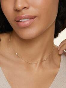 1 pieza Collar simple de plata de ley S925, un collar versátil de uso diario adecuado para mujeres - Dorado - Ver 7