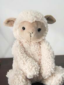 9.84英寸/25厘米可爱毛绒绵羊玩偶，超柔软蓬松，栩栩如生的可爱小羊毛绒娃娃，珍贵的伙伴，乳白色绵羊毛绒娃娃，适合儿童、成人、男孩、女孩，柔软的绵羊毛绒娃娃，完美的可爱礼物，温馨的婴儿房/卧室装饰，生日/节日的甜蜜小礼物，玩伴，睡眠和放松伙伴 - 杏色 - 查看 5