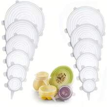 6pcs Universal Silicone Stretch Lids Set, Reusable Food Storage Covers, Elastic Stretch To Fit Bowls, Cups, Plates, Glasses, Fruits, Etc. - Multicolor - View 7