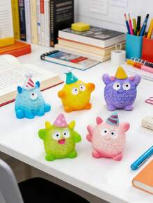 Bộ 6 tượng quái vật mắt to bằng nhựa, đồ trang trí 3D dễ thương hình mũ sinh nhật, phụ kiện tự làm cho tiểu cảnh terrarium, trang trí góc phòng ngủ, đồ trang trí bàn làm việc, vật dụng dễ thương trên bàn phòng khách, cá nhân hóa bàn học ký túc xá, điểm nhấn cho giá sách và bệ cửa sổ, đồ trang trí nhiều màu sắc nhỏ gọn và tinh tế đáng yêu. - Nhiều màu - Xem 2