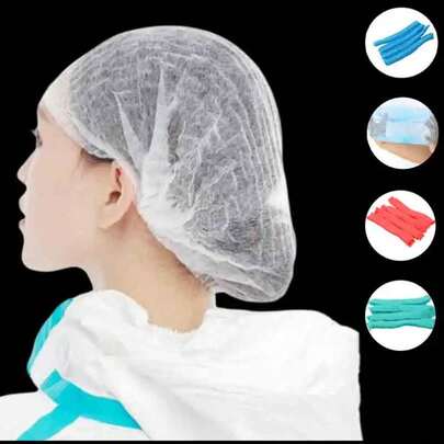 Gorro de tira no tejida desechable, gorro antipolvo para taller de Hotel, gorro de ducha azul y blanco para Spa, accesorios de belleza para peluquería, Uds. NTGF