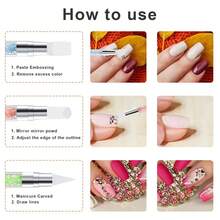 10 Pcs Nail Art Sculpture Pen Dual Tipped Silicone Nail Tools Nail Art Acrylic Pen Silicone Brushes For Resin Nail Art Tools For Design Nail Foil Carving Drawing Effect Shaping Drawing,10pcsstyleB - 10件套B款 - 查看 6