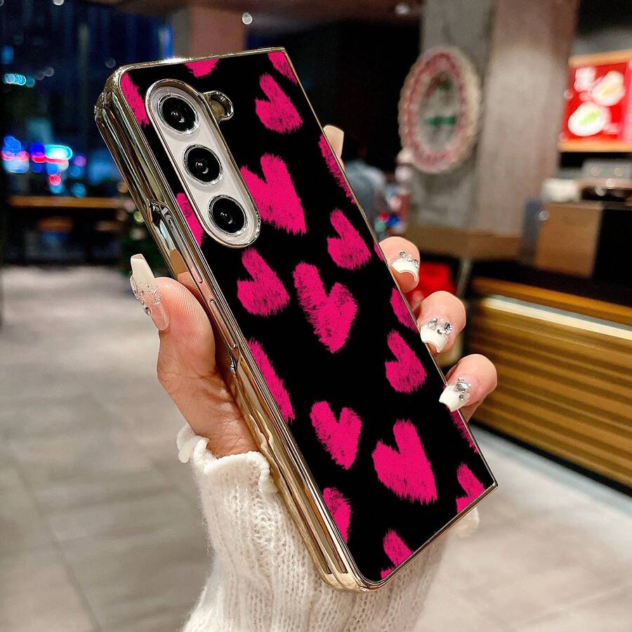 Electroplating + PU Faux Leather Compatible With Samsung Galaxy Z Fold7/6/5/4/3/Galaxy Z Flip 6/5/4/3/ Moto ZR40/50/60ULTRA Pro Phone Case Foldable Screen MY91 - 金色 - 查看 1