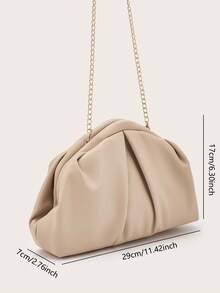 Grand sac de soirée pour femmes, sac de bal, sac vintage, robes de bal pour femmes, sac plissé style premium "nuage", sac coquillage, sacs élégants pour dames, convient pour les fêtes, les rassemblements, les rendez-vous, les bals - Nude - Voir 8